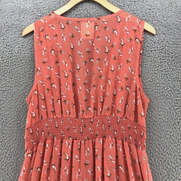 Haute Project Top Women Large Pink Floral Midi Prairie Sleeveless Kimono Open - Picture 4 of 13